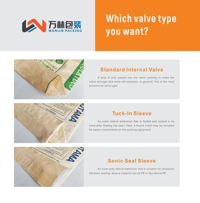 PP 시멘트 밸브 백 50KG 방습 ISO 인증